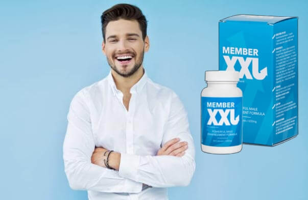 доволен мъж и опаковка Member XXL